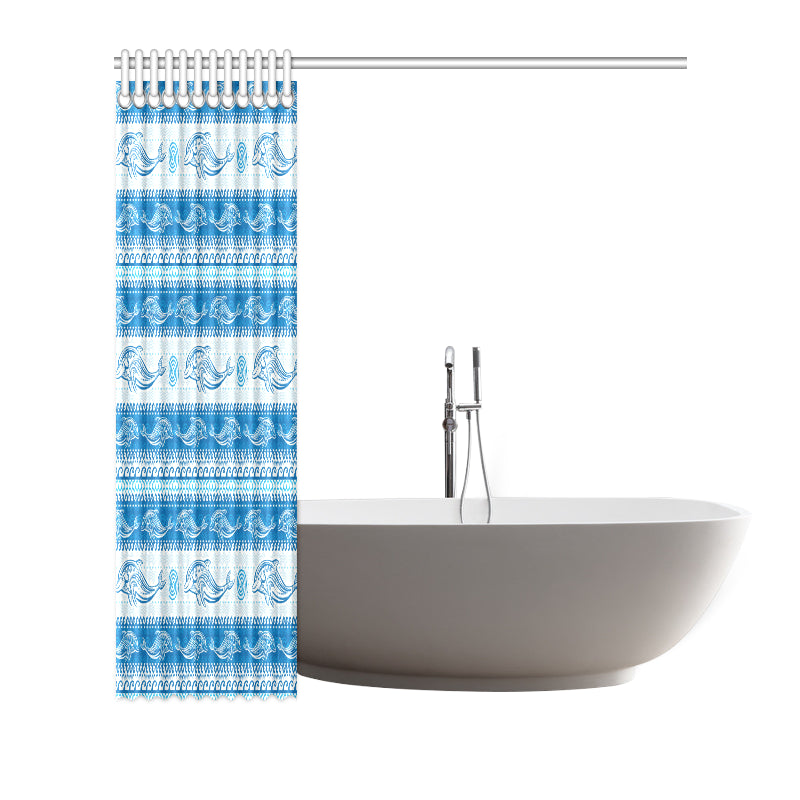 Dolphin Tribal Print Pattern Shower Curtain