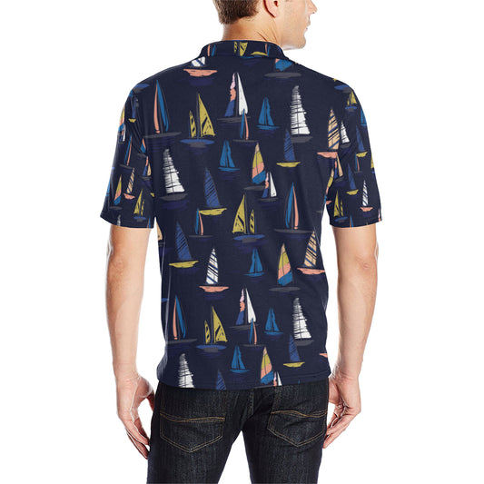 Sailing Ships Pattern Print Design A03 Men Polo Shirt