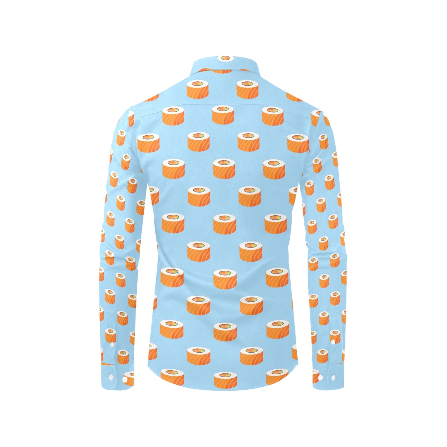 Salmon Sushi Print Design LKS307 Men's Long Sleeve Dress Shirt