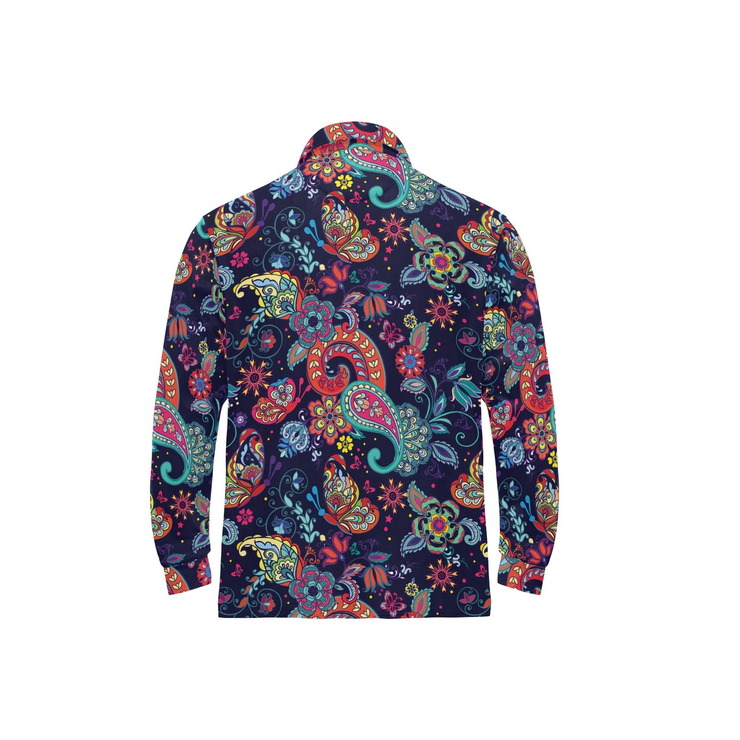 Paisley Boho Pattern Print Design A06 Long Sleeve Polo Shirt For Men's
