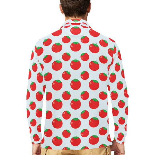 Tomato Print Design LKS307 Long Sleeve Polo Shirt For Men's