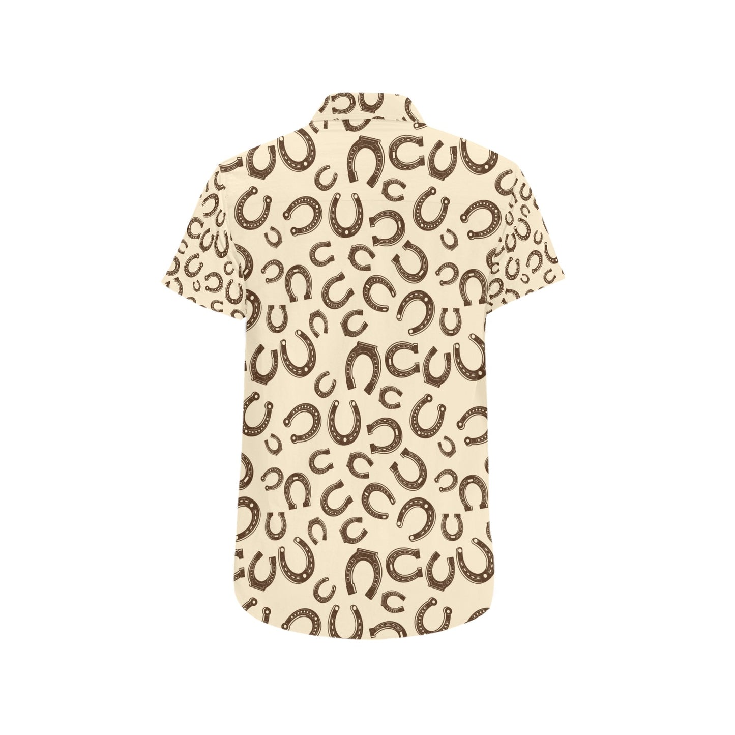 Horseshoe Print Design LKS302 Men Short Sleeve Button Up Shirt