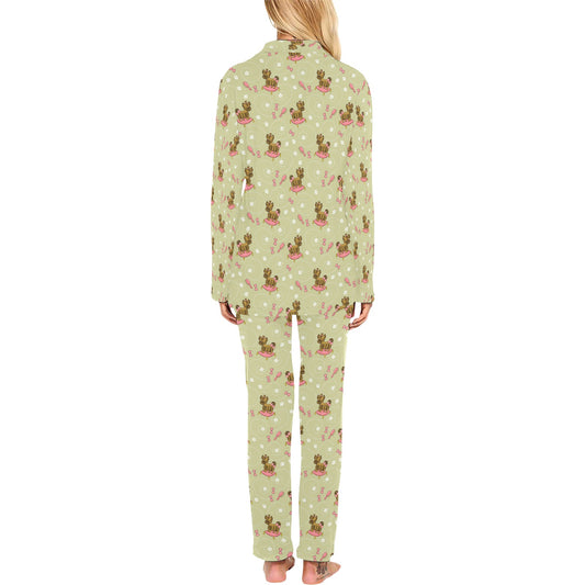 Yorkshire Cute Terriers Print Design LKS301 Women's Long Pajama Set