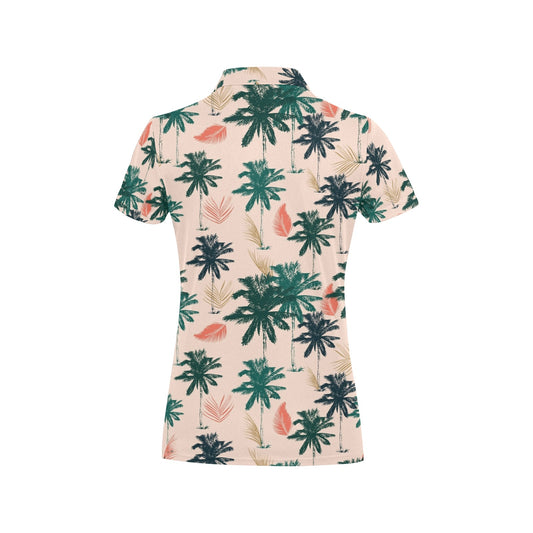 Palm Tree Pattern Print Design PT014 Women's Polo Shirt