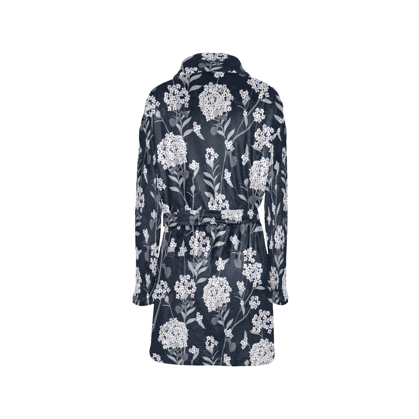 Hydrangea Pattern Print Design HD07 Women's Fleece Robe