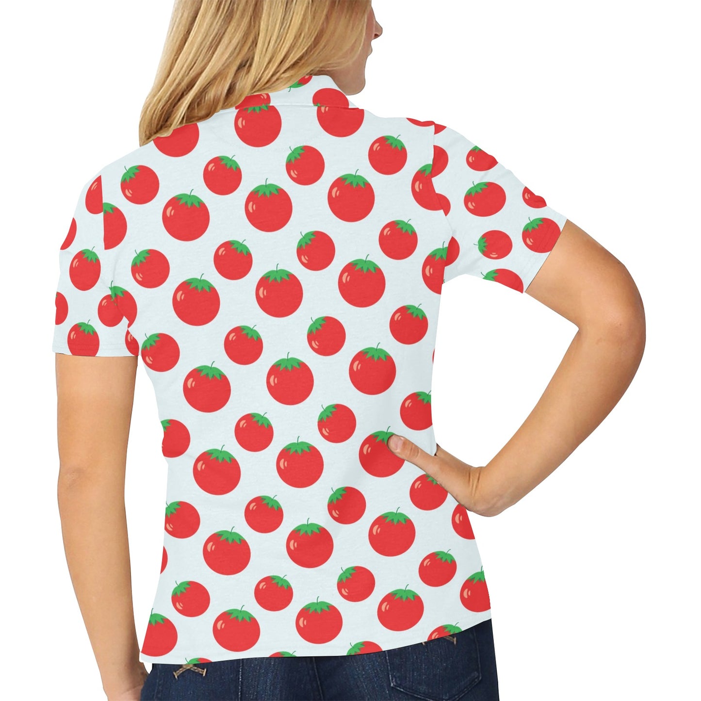 Tomato Print Design LKS307 Women's Polo Shirt