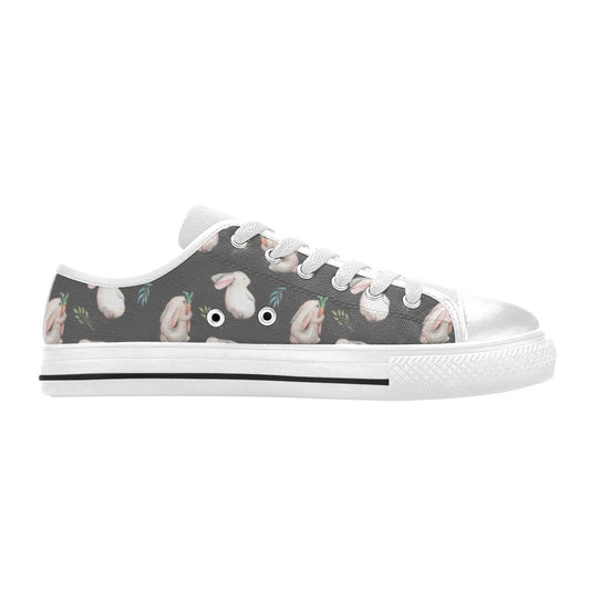 Rabbit Print Design LKS402 Women's White Low Top Shoes