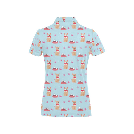Chihuahua Pattern Print Design 05 Women's Polo Shirt