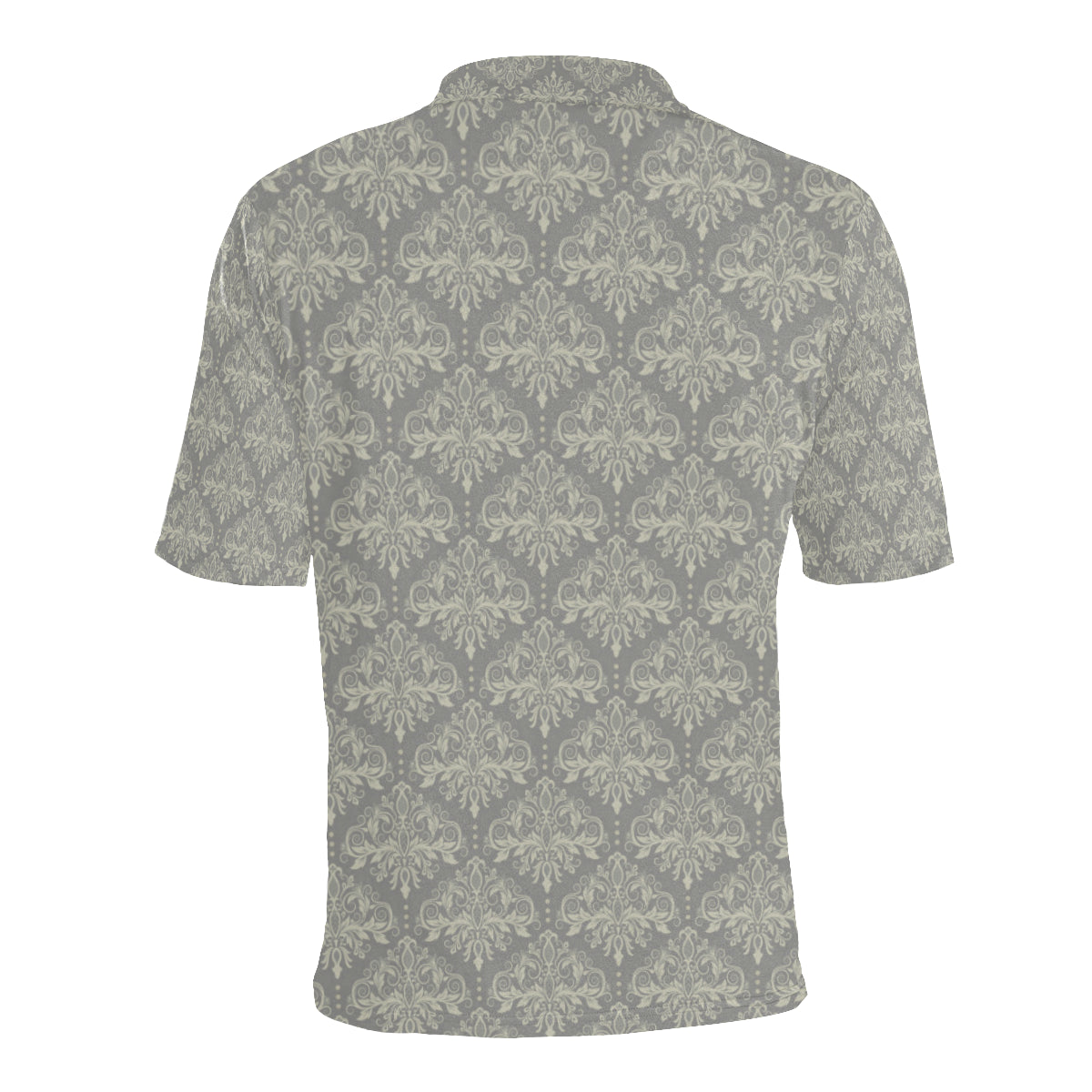 Damask Grey Elegant Print Pattern Men Polo Shirt