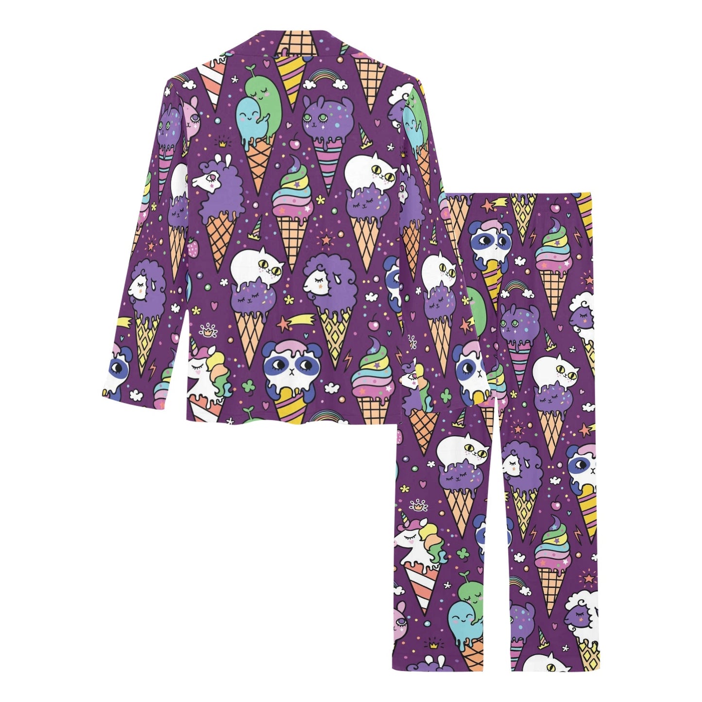 Ice Cream Pattern Print Design IC07 Women's Long Pajama Set