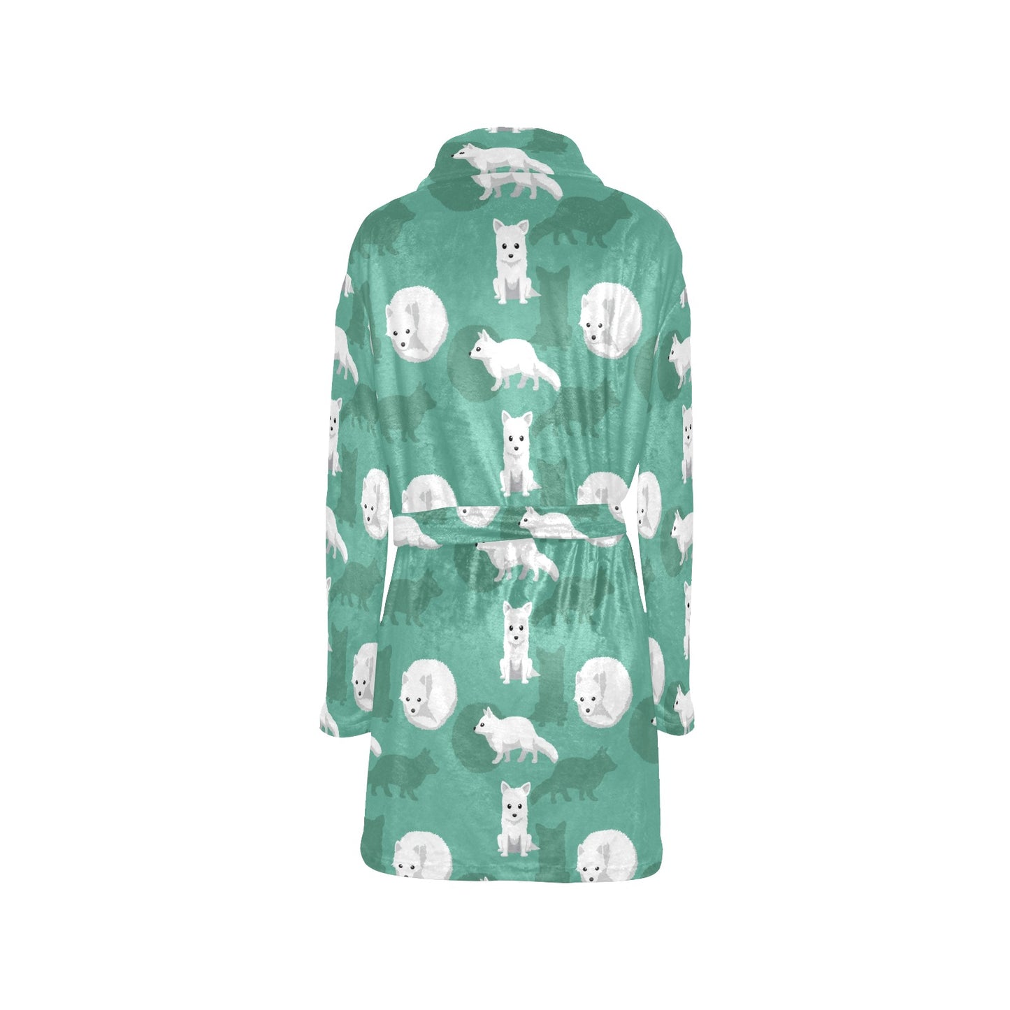 Arctic Fox Pattern Print Design Women's Fleece Robe