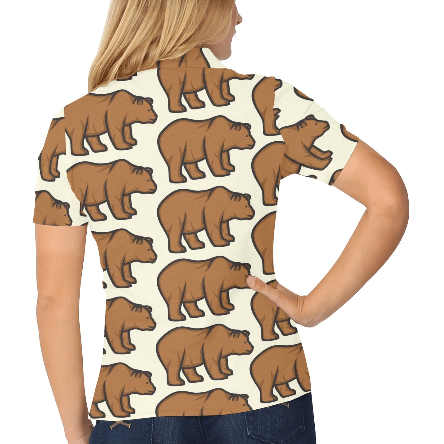 Bear Pattern Print Design BE05 Women's Polo Shirt