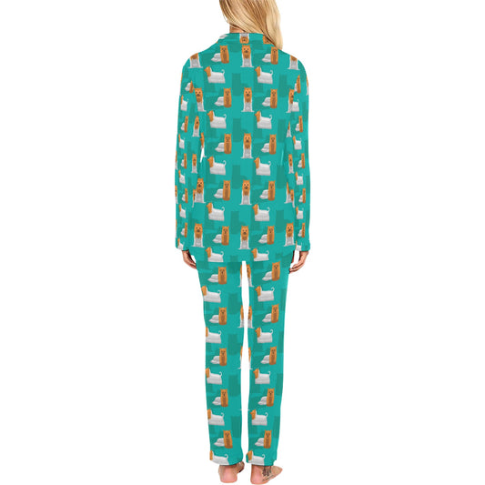 Silky Terriers Print Design LKS301 Women's Long Pajama Set