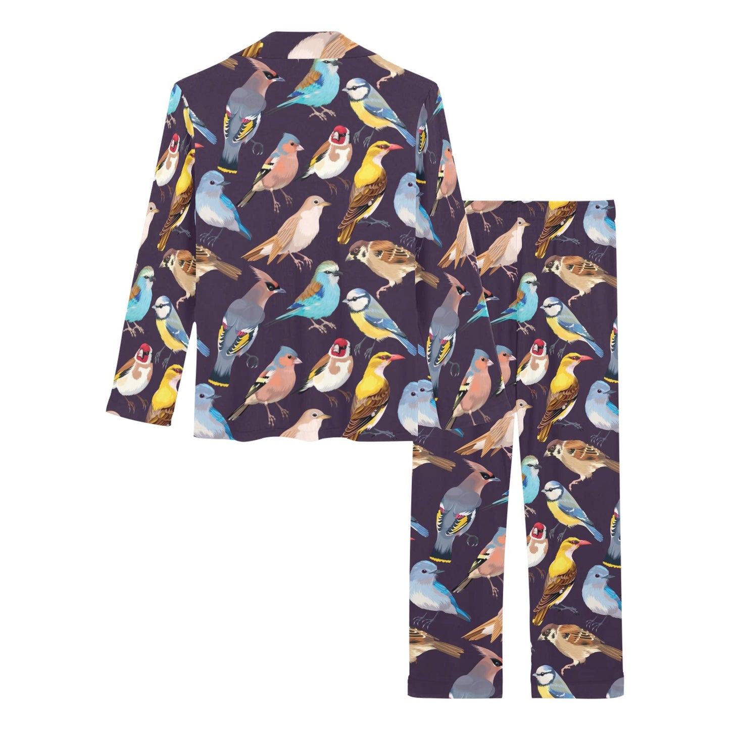 Bird Cute Print Pattern Women's Long Pajama Set