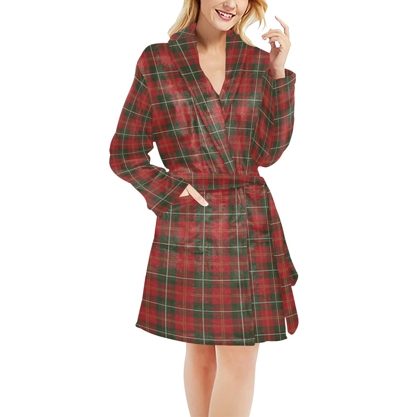 Holiday Tartan Plaid Pattern Women's Fleece Robe
