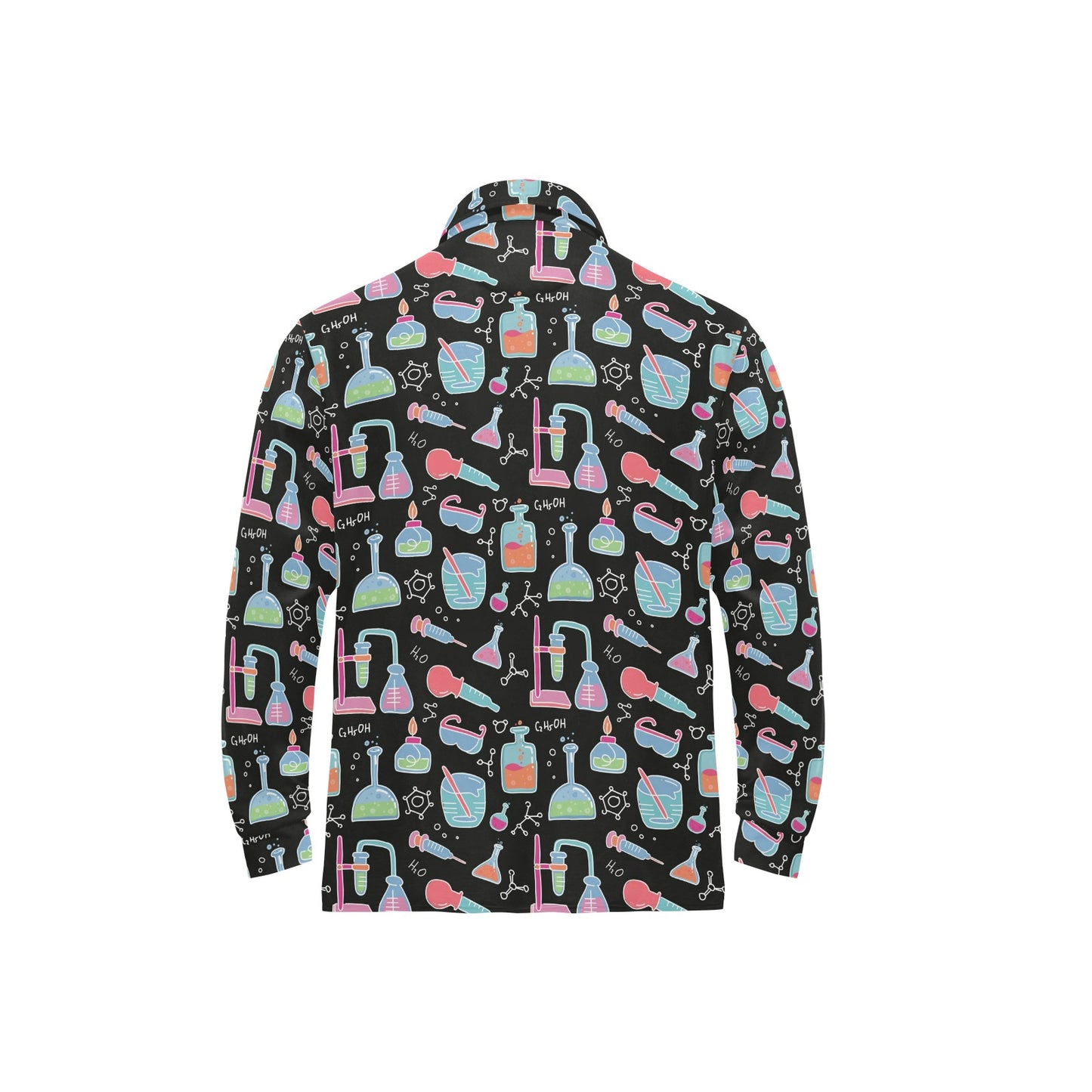 Chemical Pattern Print Design 06 Long Sleeve Polo Shirt For Men's