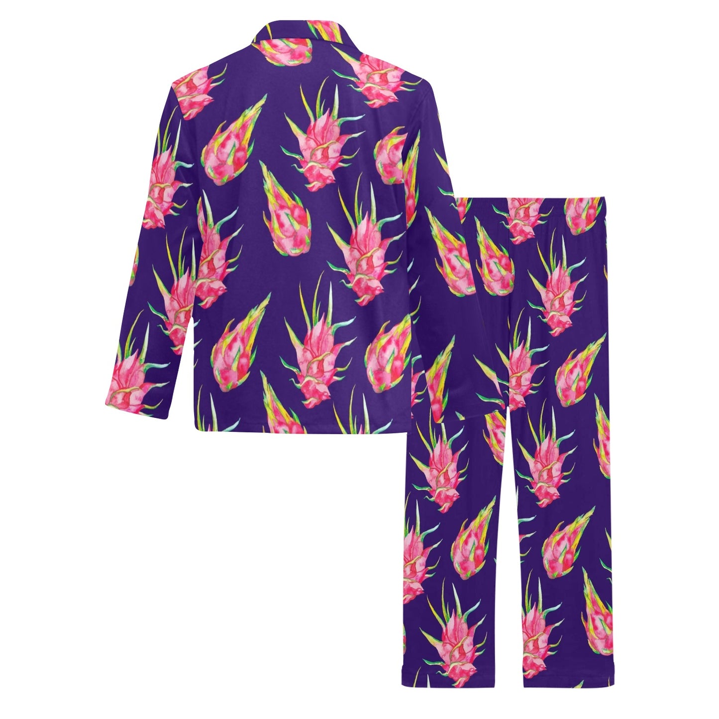 Dragonfruit Pattern Print Design DF02 Men's Long Pajama Set