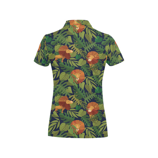 Lion Jungle Pattern Print Design 05 Women's Polo Shirt