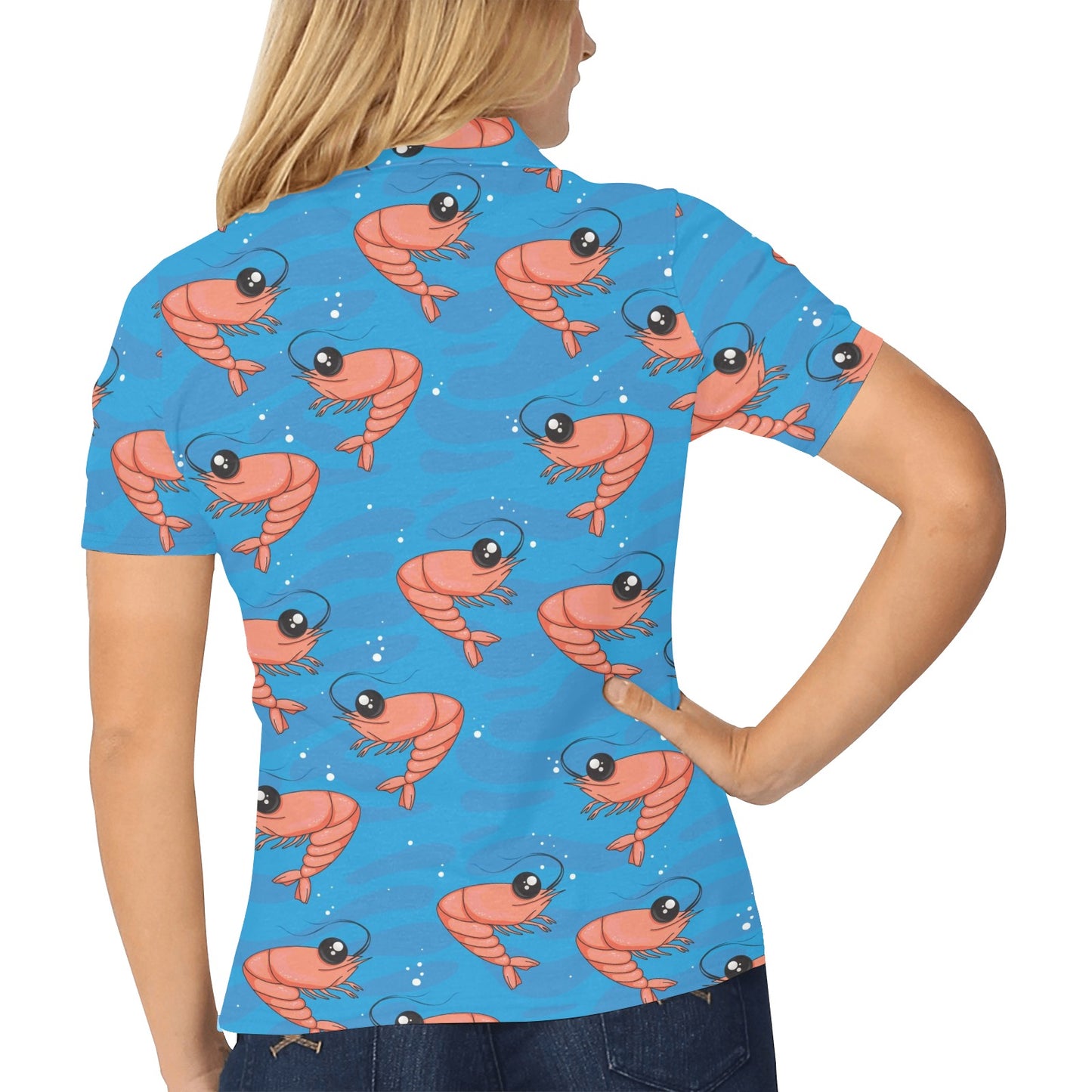 Prawn Cute Pattern Print Design 03 Women's Polo Shirt