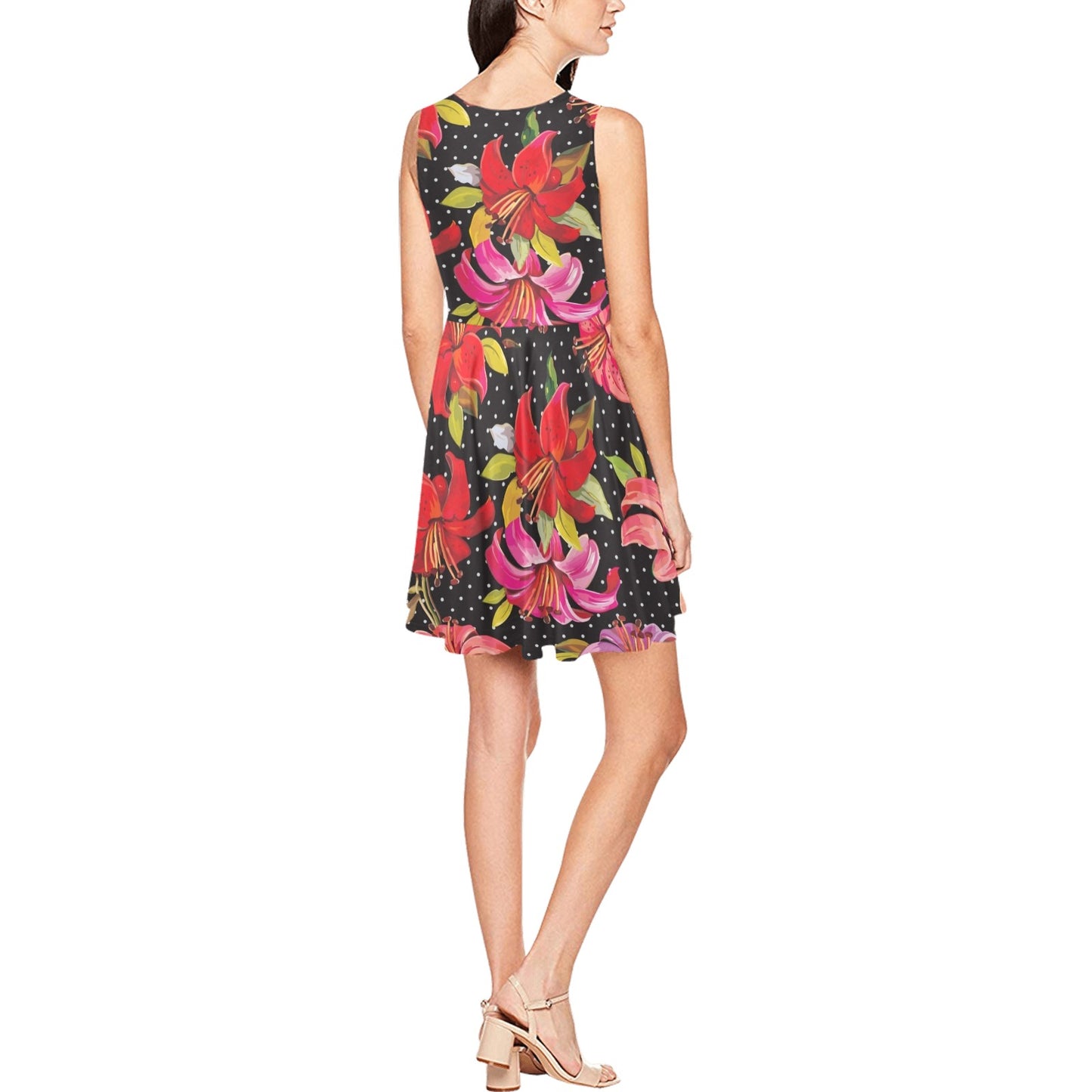 Lily Pattern Print Design LY012 Sleeveless Dress