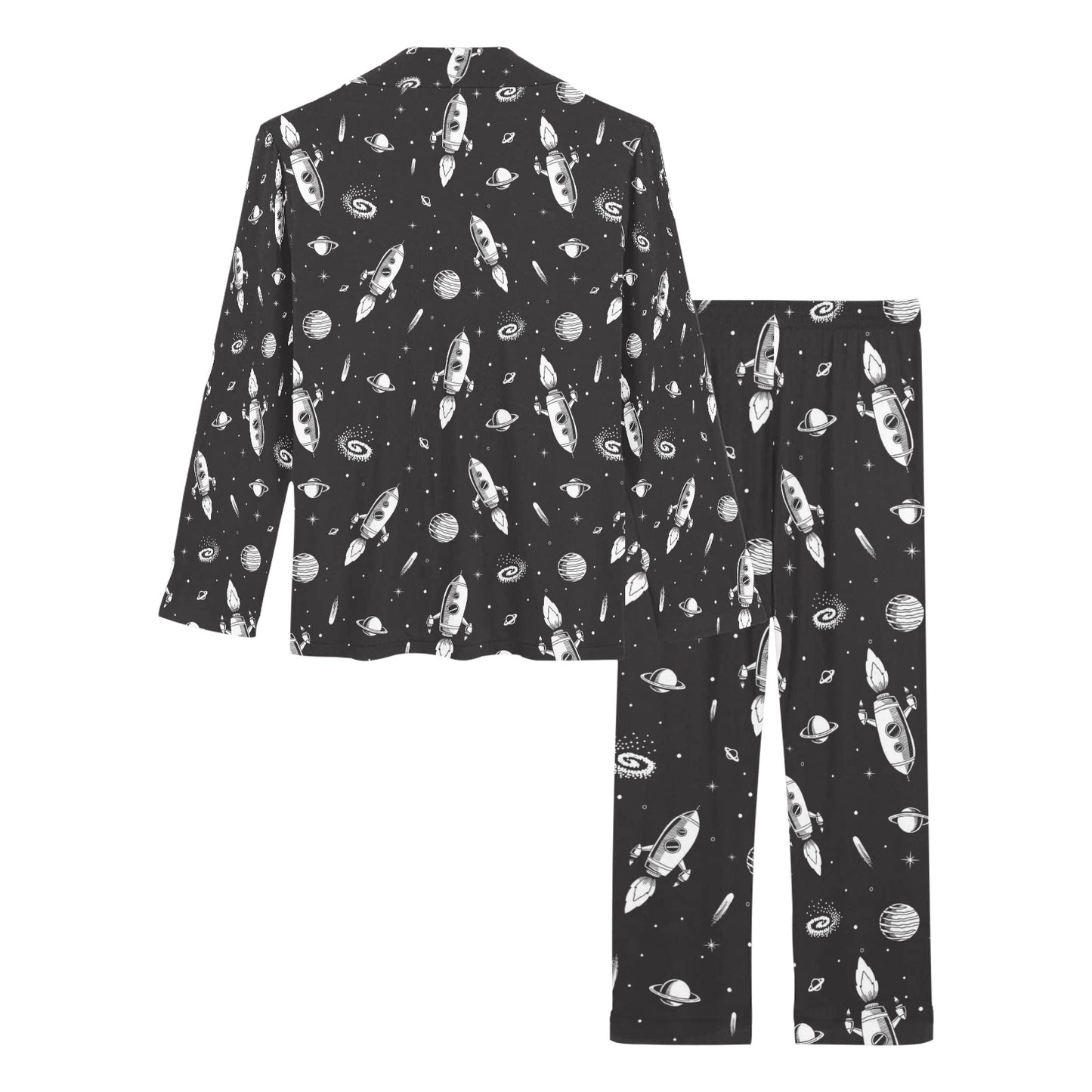 Space Rocket Print Design LKS303 Women's Long Pajama Set