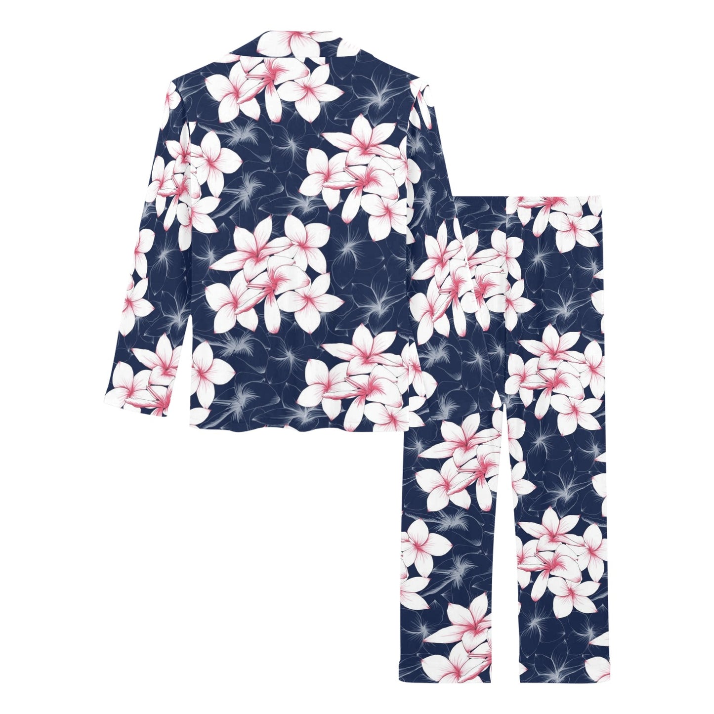 Plumeria Pattern Print Design PM017 Women's Long Pajama Set