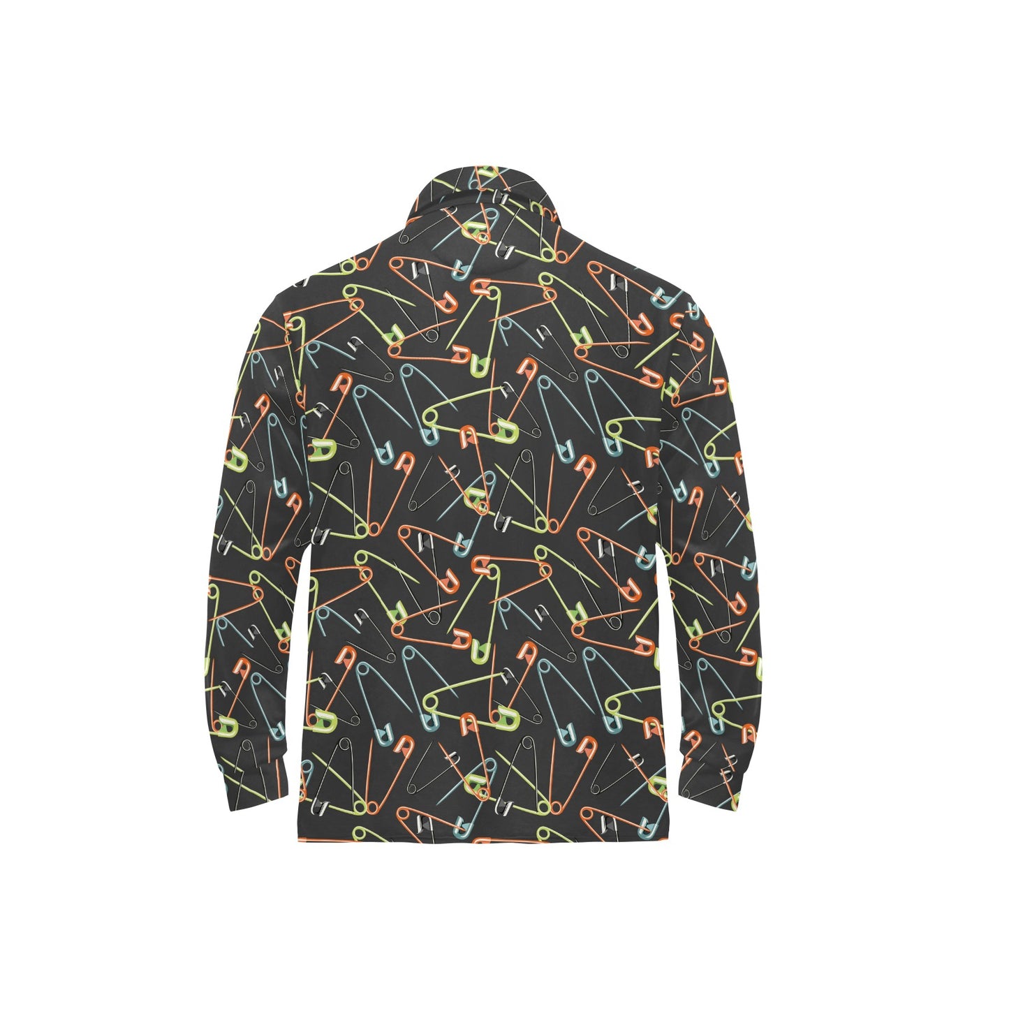 Safety Pin Print Design LKS301 Long Sleeve Polo Shirt For Men's