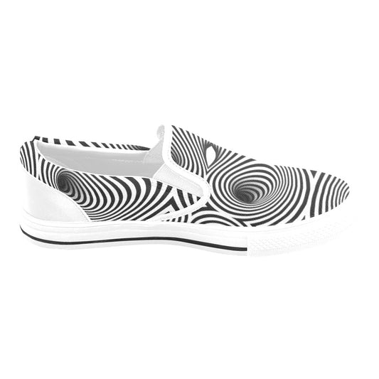 Vortex Print Design LKS303 White Slip Ons Canvas Women's Shoes