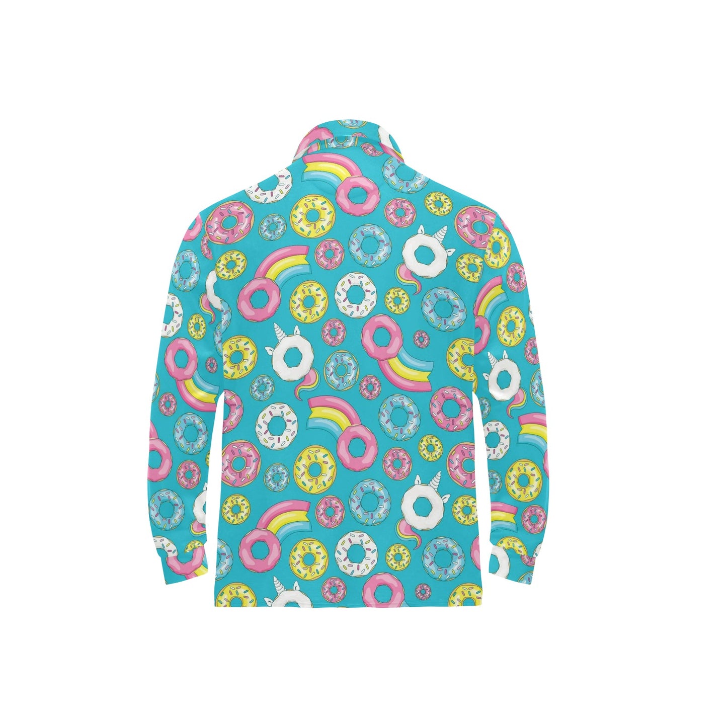 Donut Pattern Print Design DN013 Long Sleeve Polo Shirt For Men's