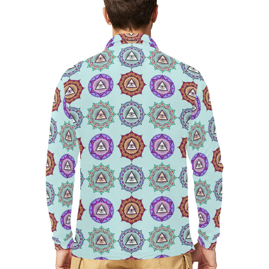 Third Eye Print Design LKS302 Long Sleeve Polo Shirt For Men's
