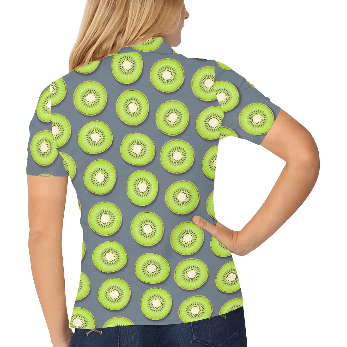 Kiwi Pattern Print Design KW06 Women's Polo Shirt