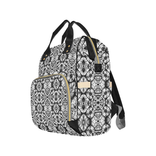 Tie Dye Black White Design Print Diaper Bag Backpack