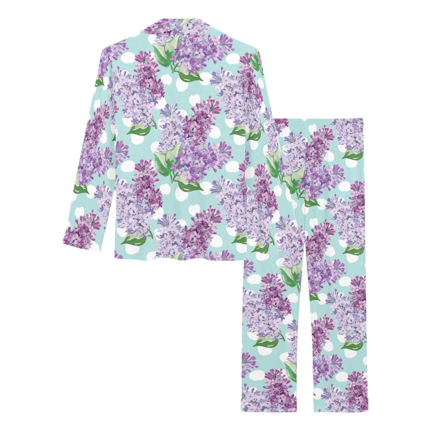 Lilac Pattern Print Design 02 Women's Long Pajama Set