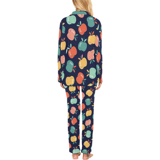 Apple Pattern Print Design AP09 Women's Long Pajama Set
