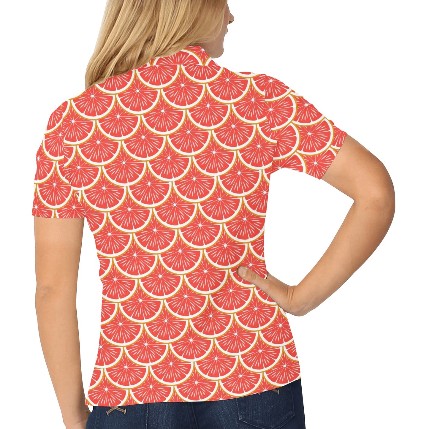 Grapefruit Pattern Print Design GF07 Women's Polo Shirt