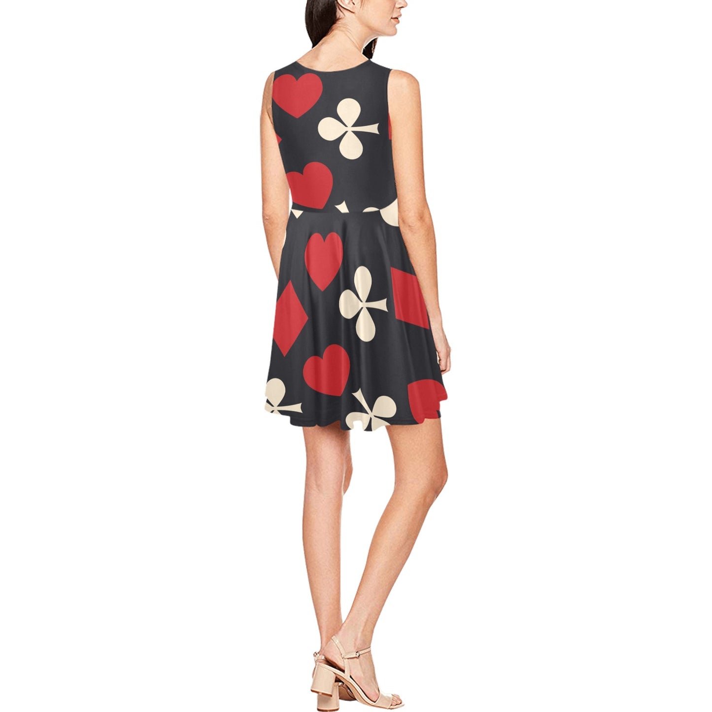 Poker Cards Pattern Print Design A02 Sleeveless Dress