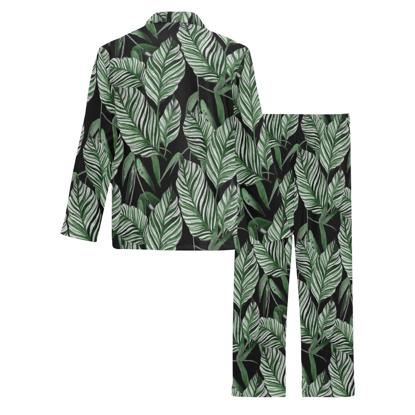 Palm Leaves Pattern Print Design PL09 Men's Long Pajama Set