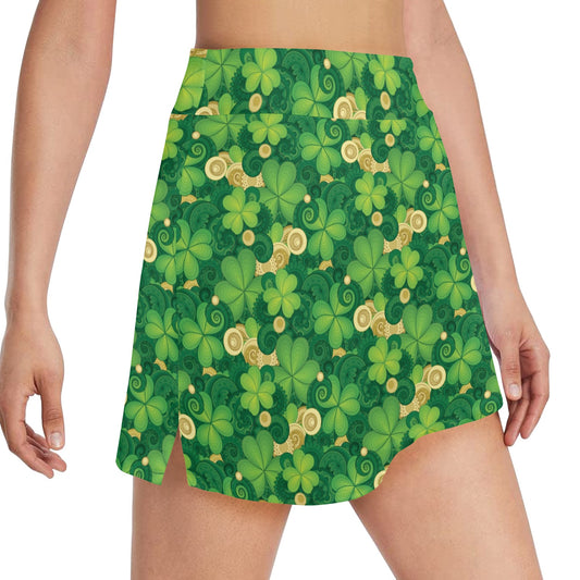 Shamrock Print Design LKS301 17" Golf & Pickleball Skort with Pockets