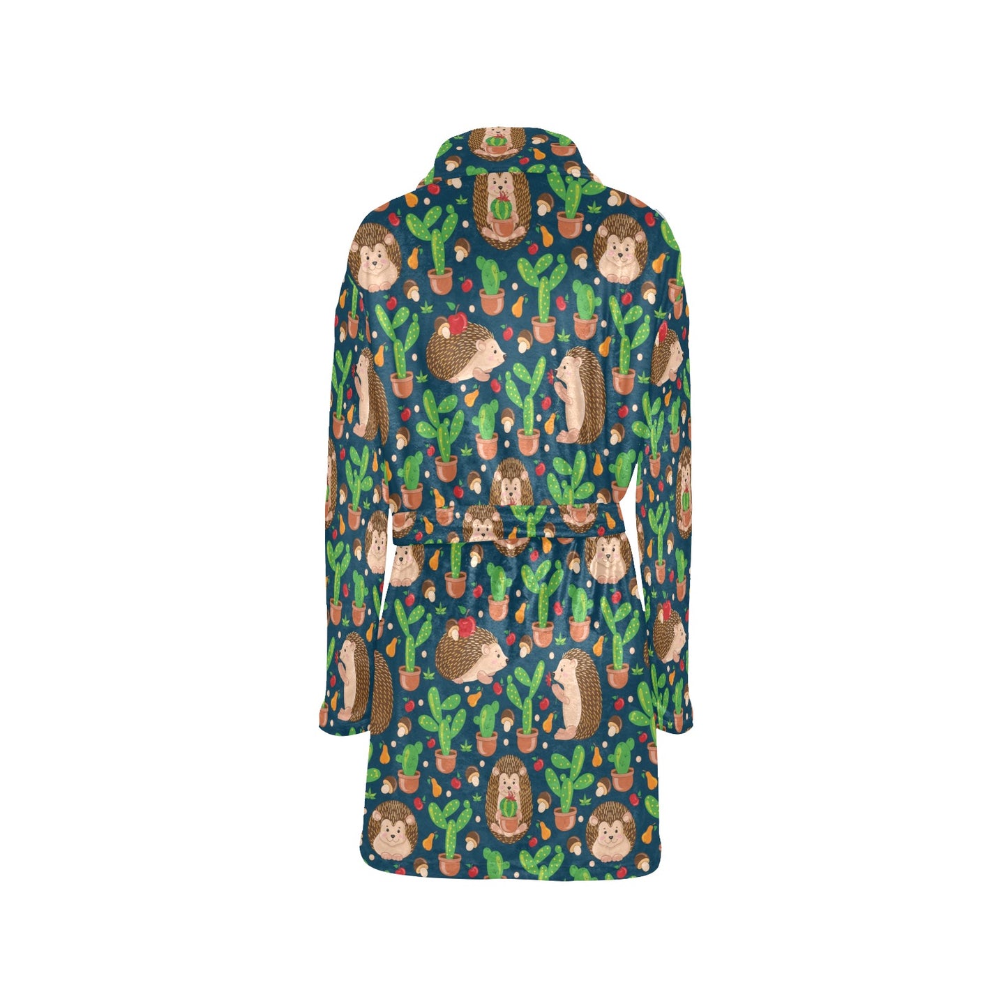 Hedgehog Cactus Pattern Print Design 04 Women's Fleece Robe