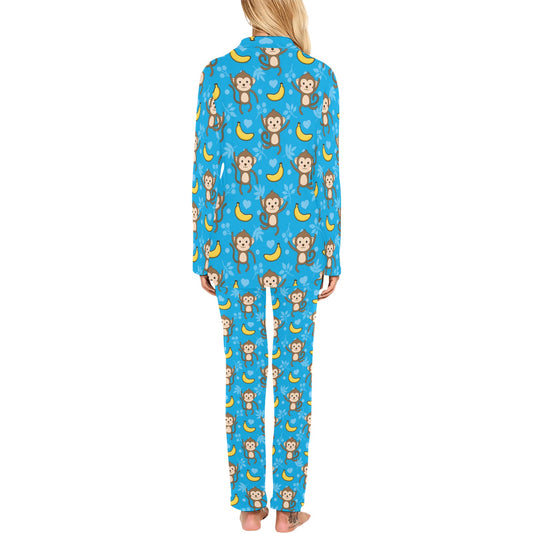 Monkey Pattern Print Design 05 Women's Long Pajama Set