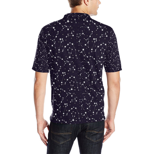 Zodiac Star Pattern Design Print Men Polo Shirt