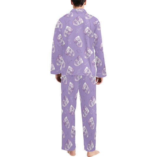 Acting Mask Pattern Print Design 05 Men's Long Pajama Set