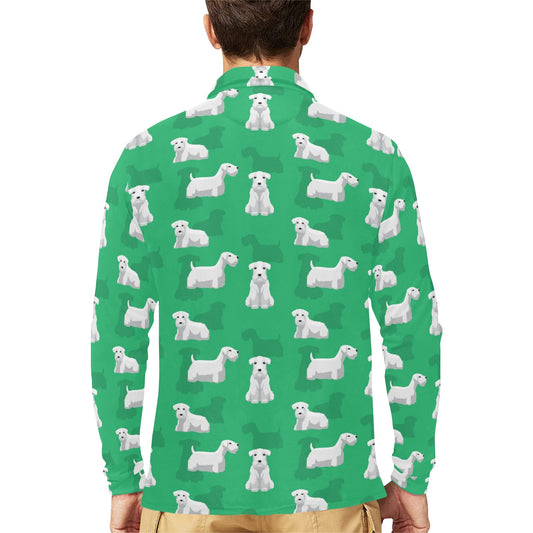 Sealyham Terriers Print Design LKS301 Long Sleeve Polo Shirt For Men's
