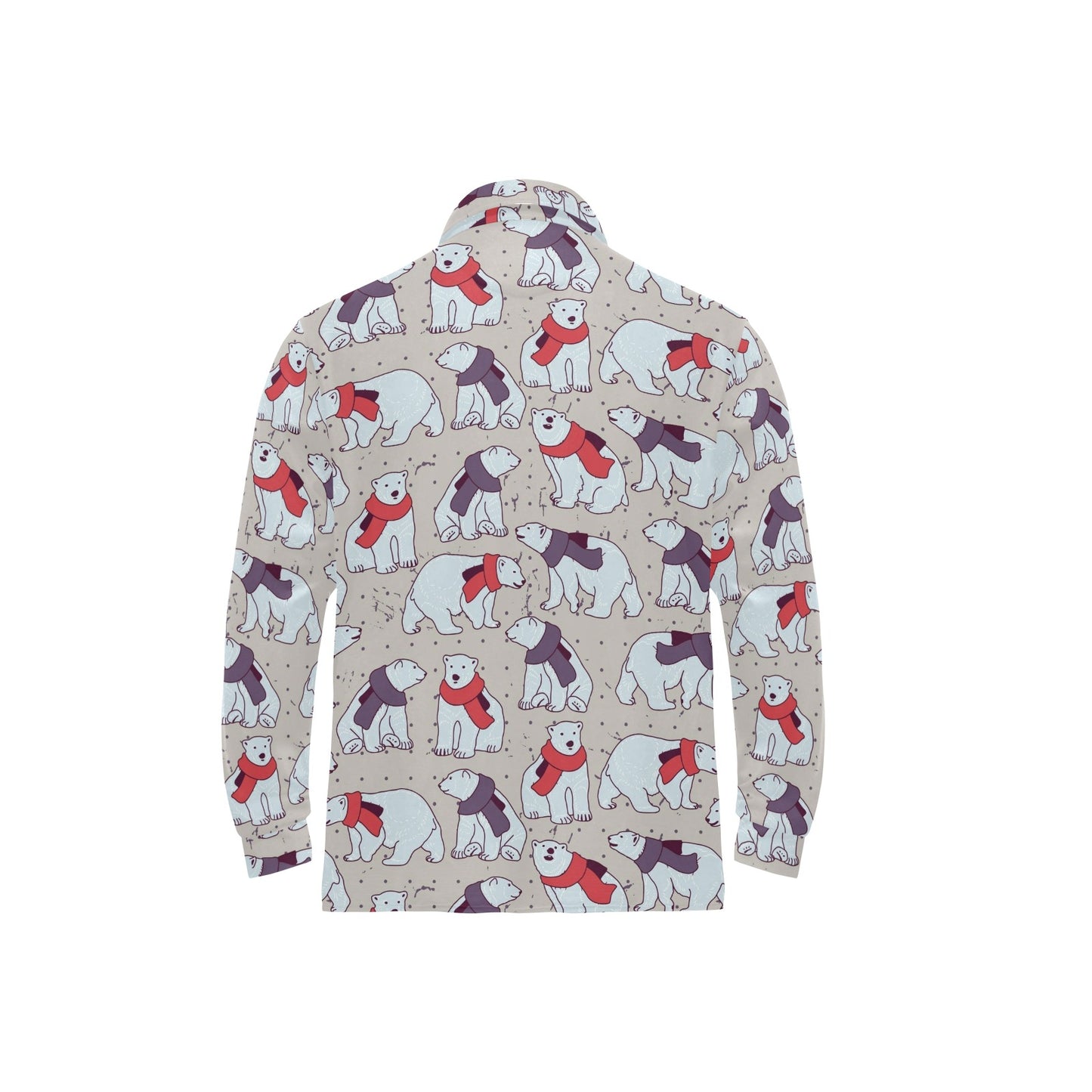 Polar Bear Pattern Print Design PB04 Long Sleeve Polo Shirt For Men's