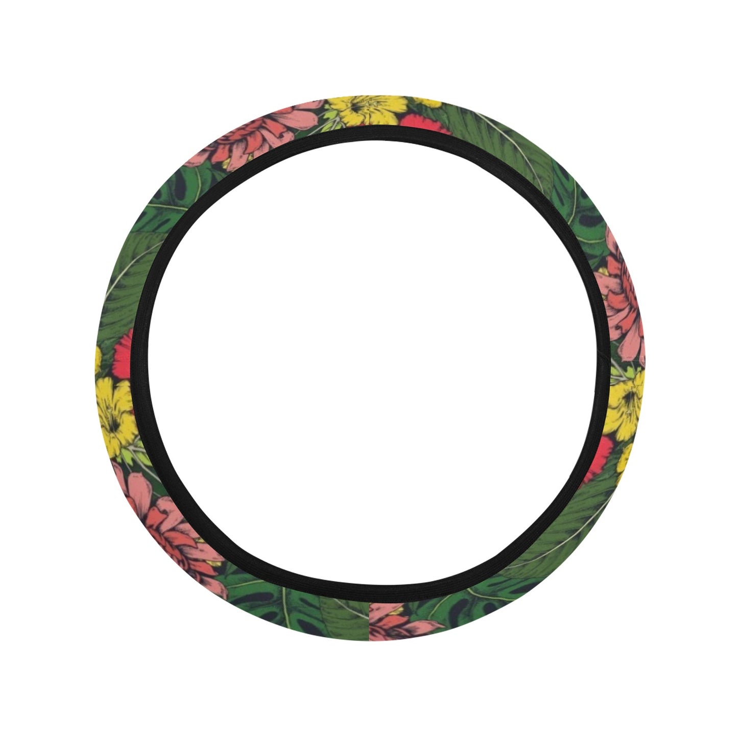 Summer Floral Print Design LKS305 Steering Wheel Cover with Elastic Edge