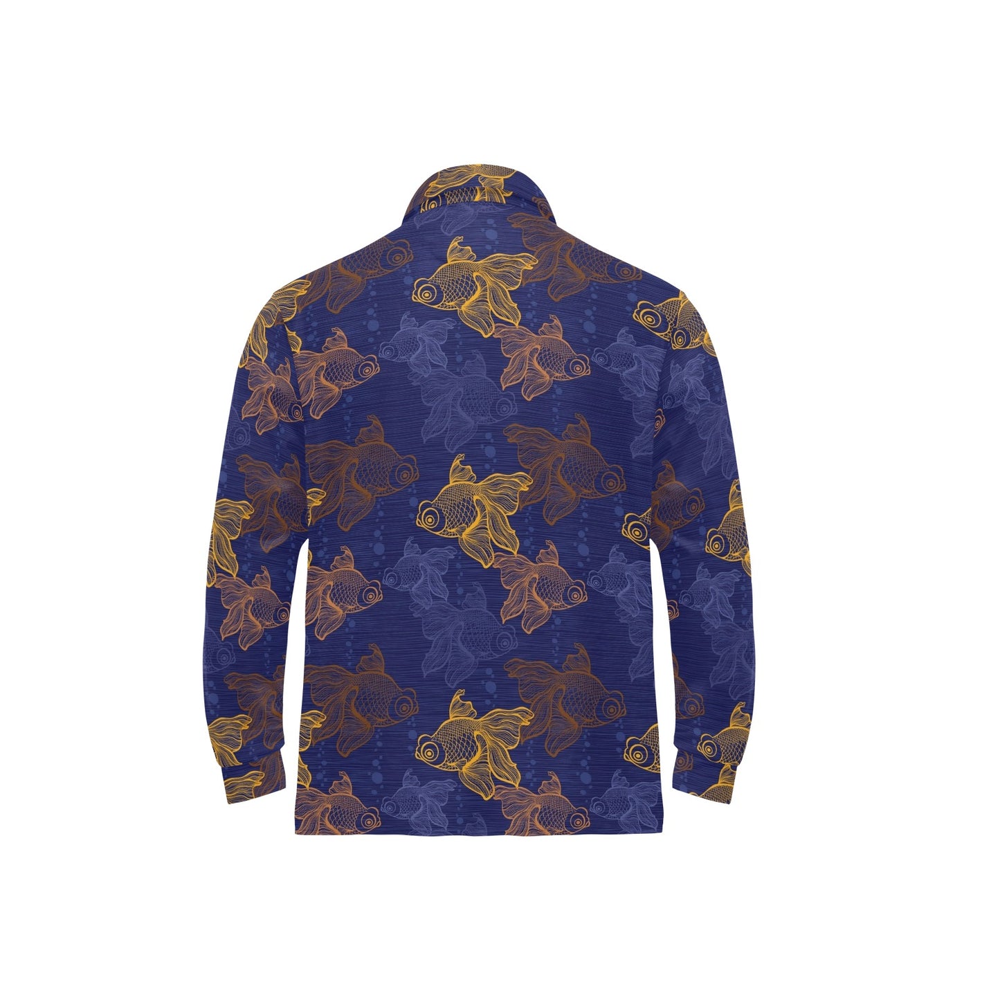 Goldfish Pattern Print Design 01 Long Sleeve Polo Shirt For Men's