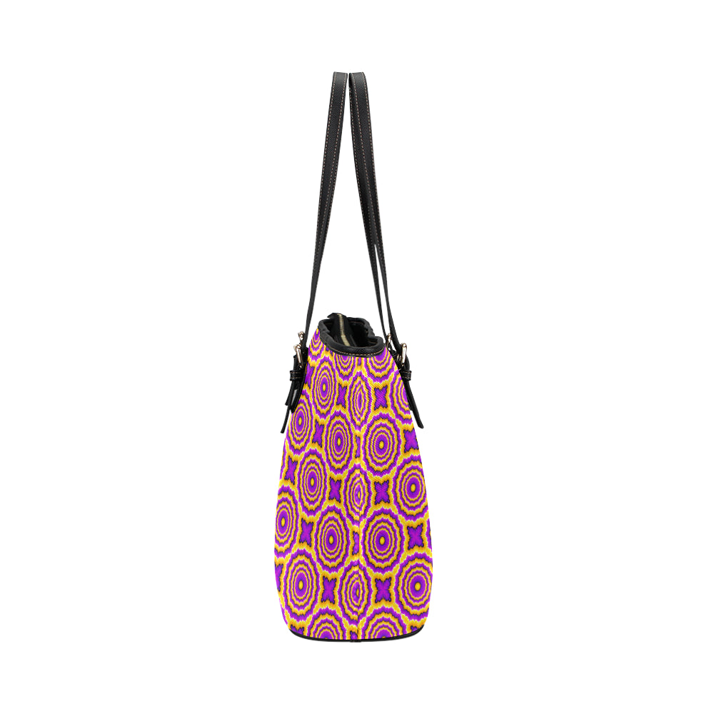 Optical illusion Expansion Leather Tote Bag
