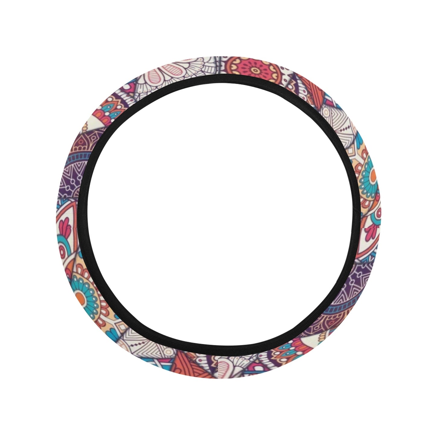 Patchwork Print Design LKS401 Steering Wheel Cover with Elastic Edge