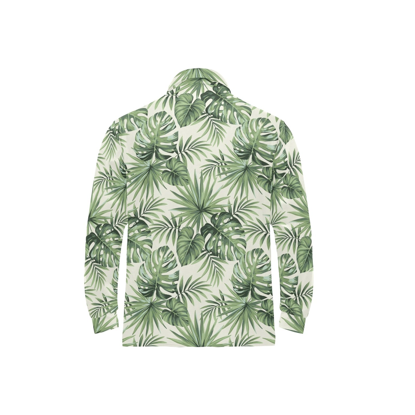 Palm Leaf Pattern Print Design A02 Long Sleeve Polo Shirt For Men's
