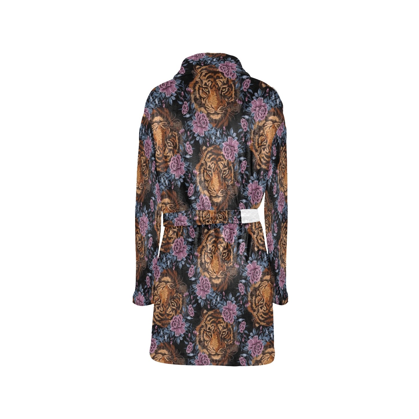 Tiger Head Floral Women's Fleece Robe